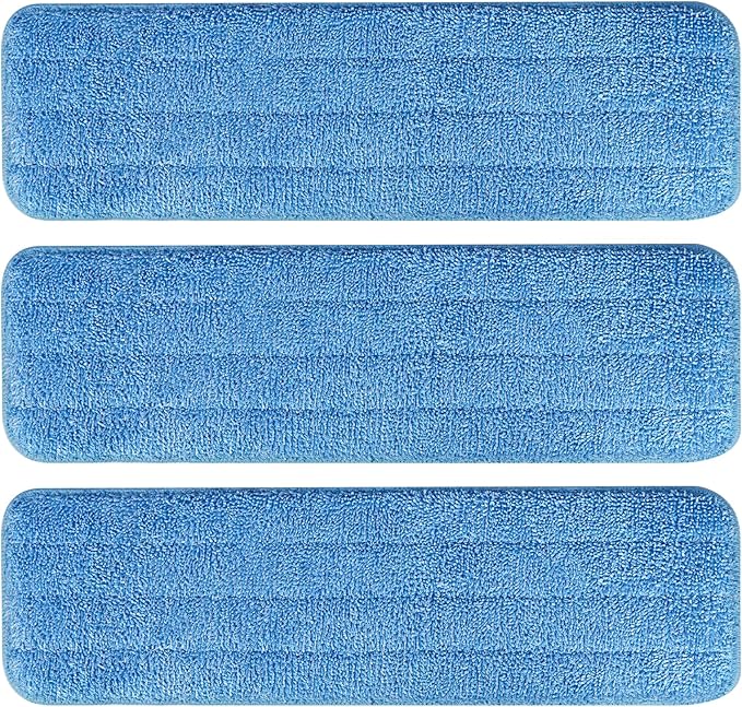 3 Pack Microfiber Cleaning Pads, Reusable Microfiber Mop Pads for 18 Inch Mop, Hardwood Floor Replacement Cleaning Mop Pads, Machine Washes
