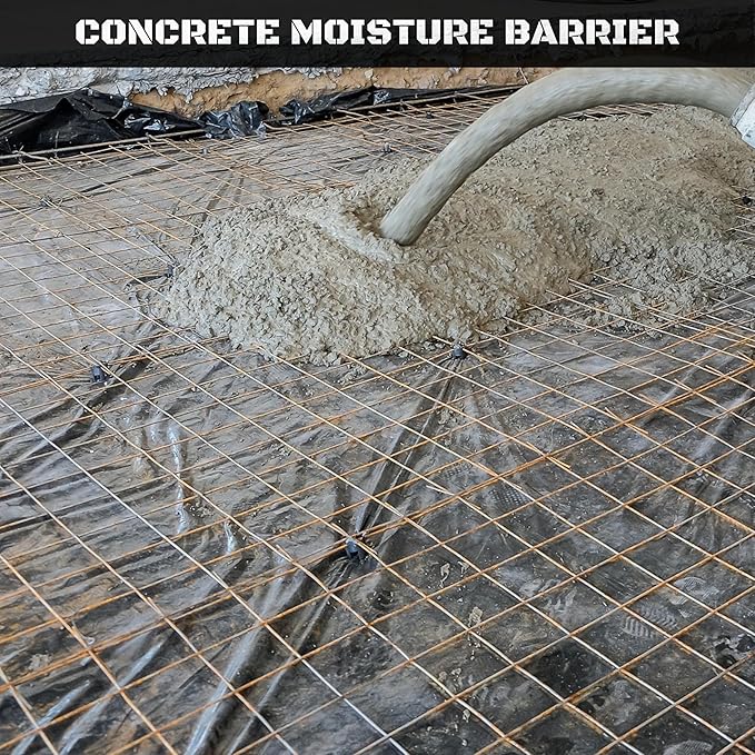 Plastic Sheeting 4 MIL Black (10x100) Roll for Tarp, Garden, Painters Drop Cloth, Plastic Mulch, Weed Barrier, Underlayment, Concrete Curing, Moisture, Vapor, Construction Film, Lumber, Ground Cover