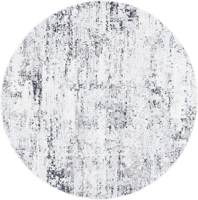 SAFAVIEH Amelia Collection Area Rug - 5'3" Round, Ivory & Grey, Modern Abstract Design, Non-Shedding & Easy Care, Ideal for High Traffic Areas in Living Room, Bedroom (ALA700C)