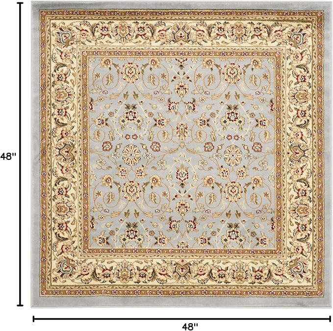 SAFAVIEH Lyndhurst Collection Area Rug - 4' Square, Light Blue & Ivory, Traditional Oriental Design, Non-Shedding & Easy Care, Ideal for High Traffic Areas in Living Room, Bedroom (LNH312B)