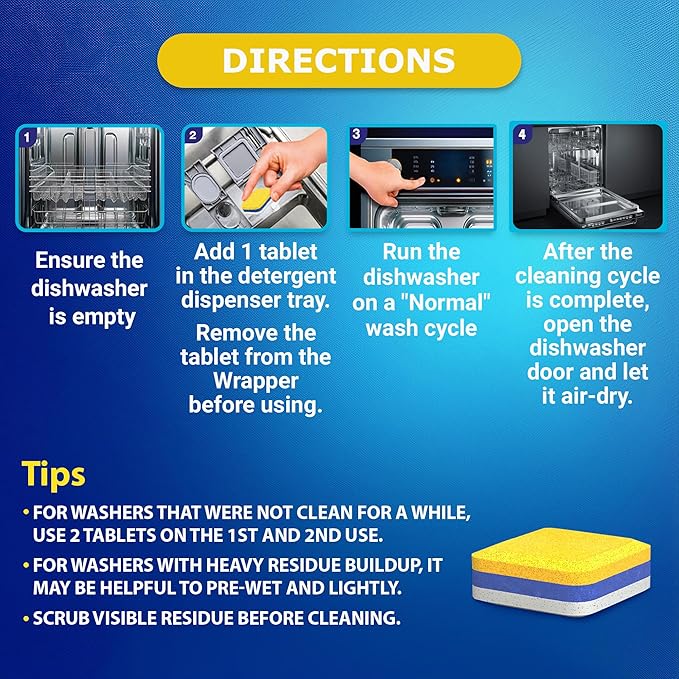 Washing Machine Cleaner Tablets Top Load 28 Pack & Dishwasher Cleaner Deodorizer Descaler Tablets 56 Pack Bundle - 2 Plus Year Supply - Septic Safe Eco Friendly Formula
