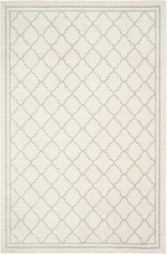 SAFAVIEH Amherst Collection Area Rug - 6' x 9', Beige & Light Grey, Moroccan Trellis Design, Non-Shedding & Easy Care, Ideal for High Traffic Areas in Living Room, Bedroom (AMT422E)
