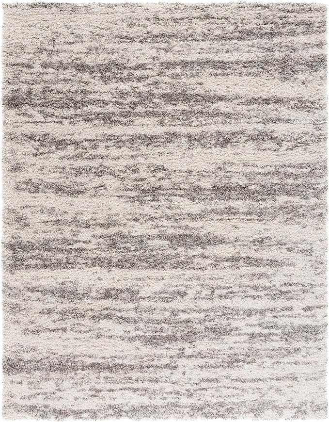 SAFAVIEH Hudson Shag Collection Area Rug - 11' x 15', Ivory/Grey, Geometric Design, Plush 1.9 Inch Thick Ideal for High Traffic Areas in Living Room, Bedroom, Dining (SGH206A)