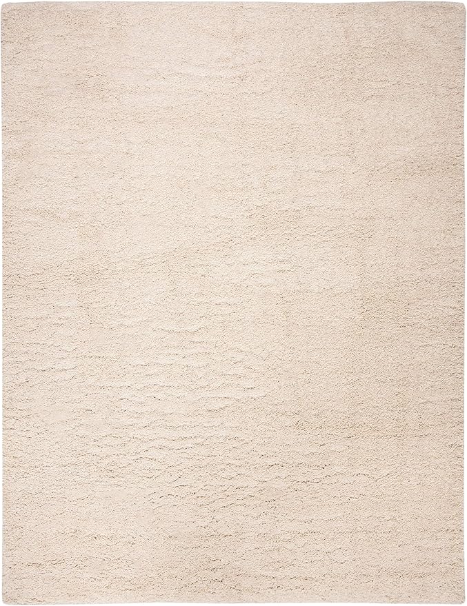SAFAVIEH Fontana Shag Collection Area Rug - 9' x 12', Creme, Solid Design, Non-Shedding & Easy Care, 2-inch Thick Ideal for High Traffic Areas in Living Room, Bedroom (FNT800B)