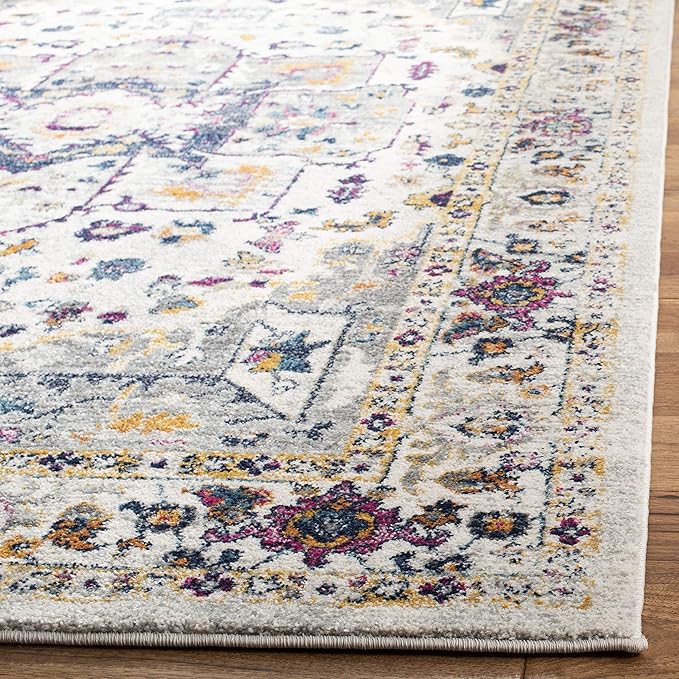 SAFAVIEH Evoke Collection Runner Rug - 2'2" x 7', Ivory & Grey, Oriental Medallion Distressed Design, Non-Shedding & Easy Care, Ideal for High Traffic Areas in Living Room, Bedroom (EVK275A)
