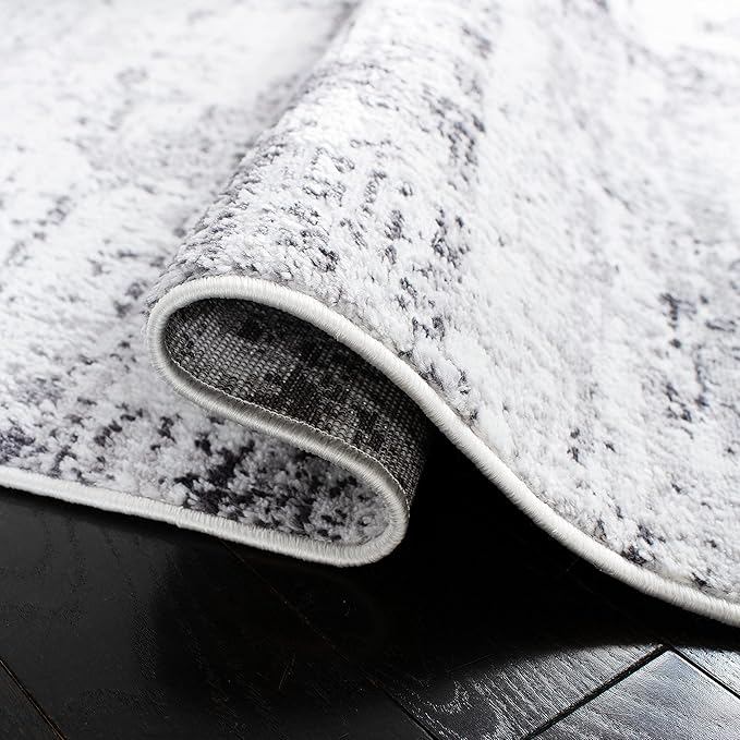 SAFAVIEH Amelia Collection Runner Rug - 2'2" x 22', Ivory & Grey, Modern Abstract Design, Non-Shedding & Easy Care, Ideal for High Traffic Areas in Living Room, Bedroom (ALA700C)