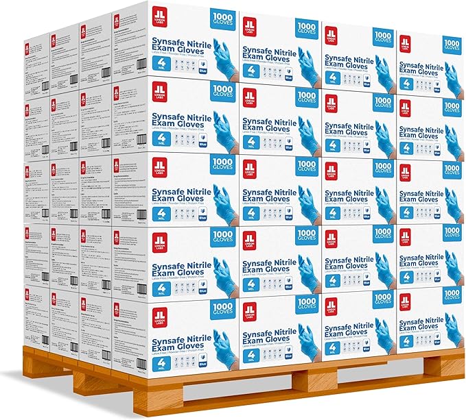 Synsafe 4 Mil - Blue Nitrile Exam Gloves –Disposable Latex Free & Powder Free – Extra Strong, Rubber Gloves