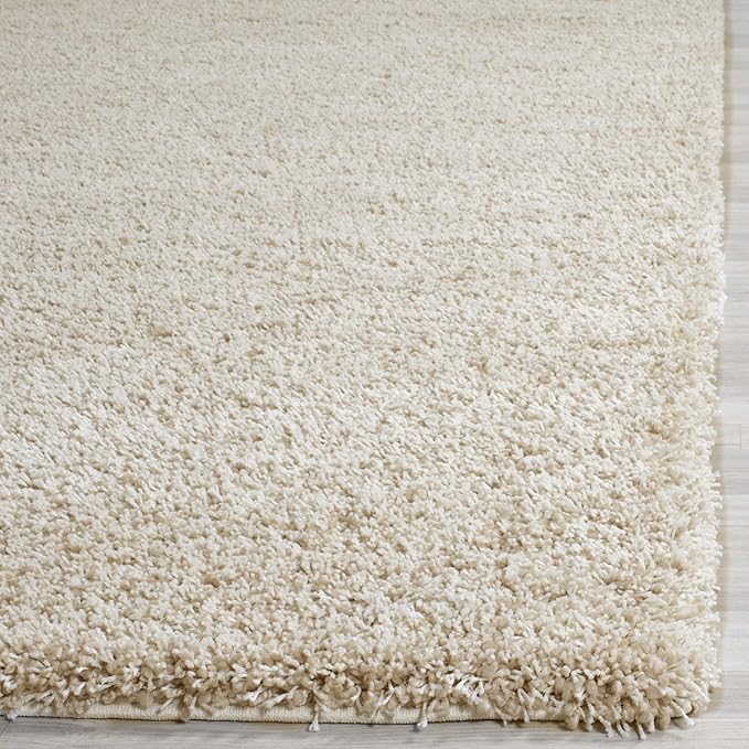 SAFAVIEH Santa Monica Shag Collection 4' x 6' Beige SGN725 Solid Non-Shedding Living Room Bedroom Dining Room Entryway Plush 2-inch Thick Area Rug