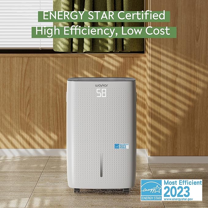 Waykar 150 Pints 7,500 Sq. Ft Energy Star Dehumidifier with Drain Hose for Commercial and Industrial Large Rooms, Home, Basements, Storages, Warehouses and Bedrooms