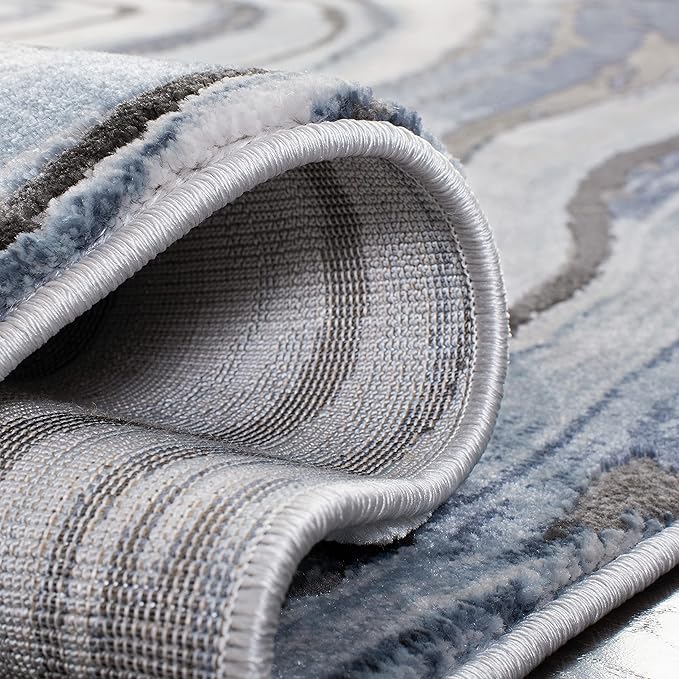 SAFAVIEH Craft Collection Area Rug - 6'7" x 9', Blue & Grey, Modern Abstract Design, Non-Shedding & Easy Care, Ideal for High Traffic Areas in Living Room, Bedroom (CFT819M)