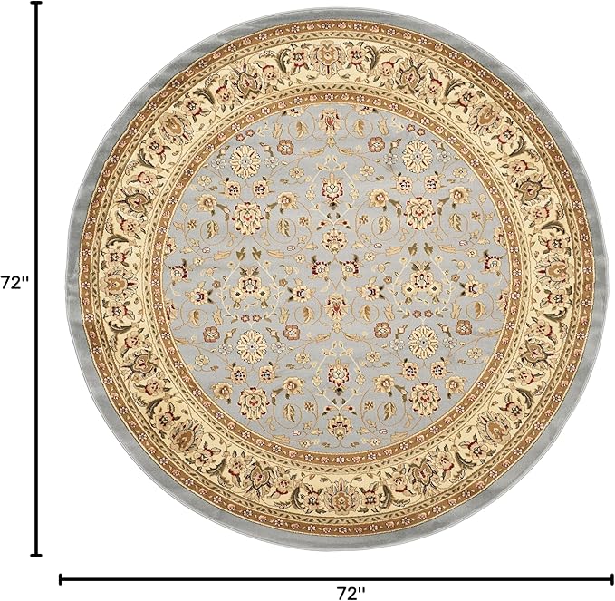 SAFAVIEH Lyndhurst Collection Area Rug - 6' Round, Light Blue & Ivory, Traditional Oriental Design, Non-Shedding & Easy Care, Ideal for High Traffic Areas in Living Room, Bedroom (LNH312B)