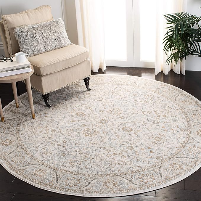 SAFAVIEH Isabella Collection Area Rug - 10' Round, Cream & Beige, Oriental Design, Non-Shedding & Easy Care, Ideal for High Traffic Areas in Living Room, Bedroom, Dining (ISA912A-10R)