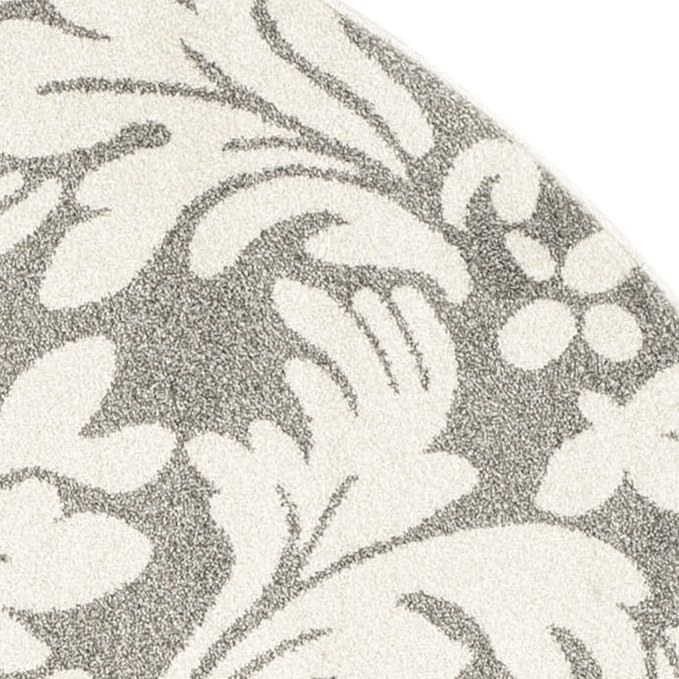 SAFAVIEH Amherst Collection 7' Round Dark Grey/Beige AMT425R Floral Non-Shedding Dining Room Entryway Foyer Living Room Bedroom Area Rug