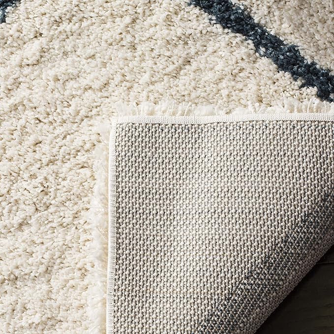 SAFAVIEH Hudson Shag Collection Runner Rug - 2'3" x 12', Ivory & Slate Blue, Trellis Design, Non-Shedding & Easy Care, 2-inch Thick Ideal for High Traffic Areas in Living Room, Bedroom (SGH281T)