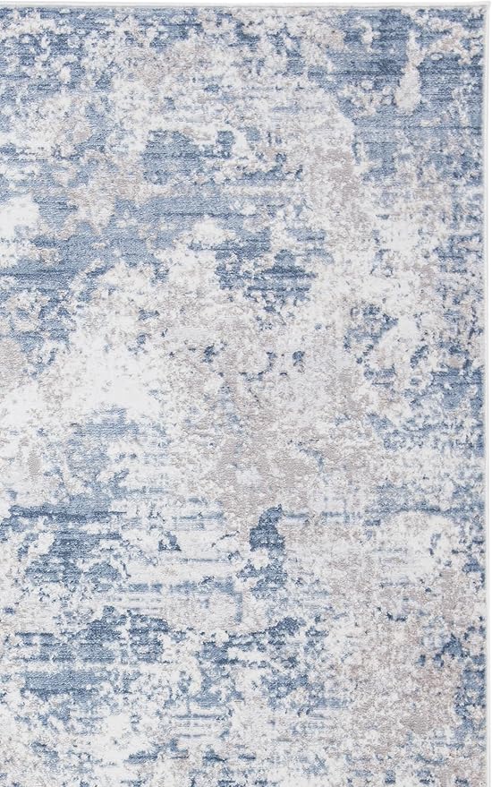 SAFAVIEH Amelia Collection Runner Rug - 2'2" x 16', Grey & Blue, Modern Abstract Design, Non-Shedding & Easy Care, Ideal for High Traffic Areas in Living Room, Bedroom (ALA705F)