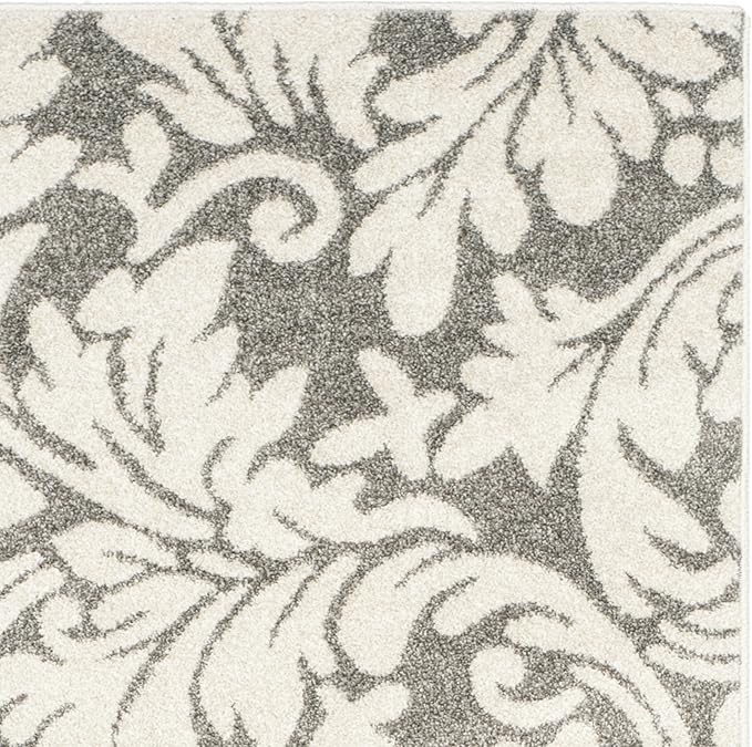 SAFAVIEH Amherst Collection Runner Rug - 2'3" x 7', Dark Grey & Beige, Floral Design, Non-Shedding & Easy Care, Ideal for High Traffic Areas in Living Room, Bedroom (AMT425R)