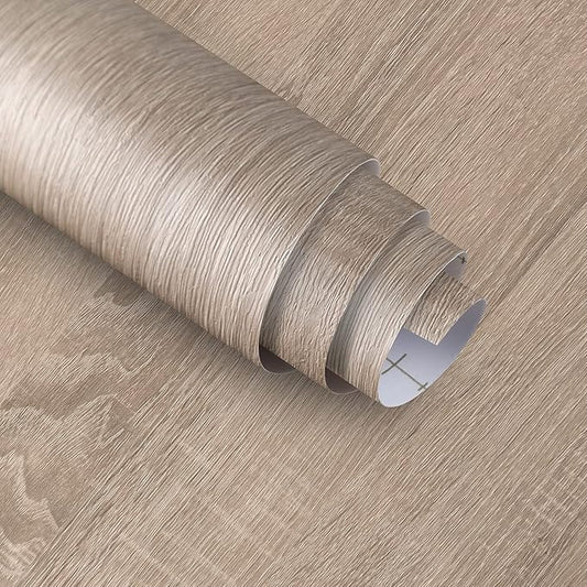 354x24 Inch Light Wood Wallpaper Peel and Stick Oak Wood Grain Contact Paper for Countertops Waterproof Thick Oak Wallpaper for Walls Kitchen Bedroom Cabinets Vinyl Wrap Grey Brown