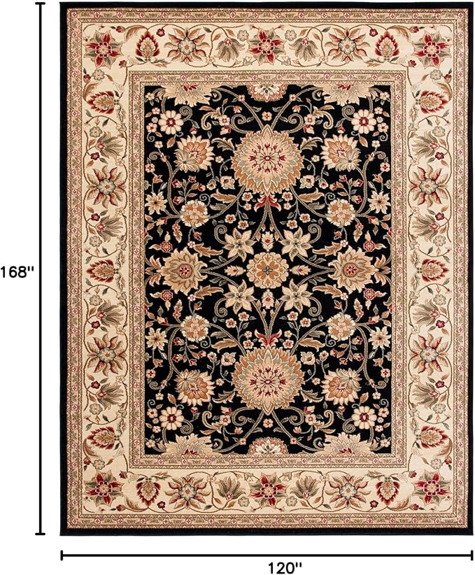 SAFAVIEH Lyndhurst Collection Area Rug - 10' x 14', Black & Ivory, Traditional Oriental Design, Non-Shedding & Easy Care, Ideal for High Traffic Areas in Living Room, Bedroom (LNH212A)