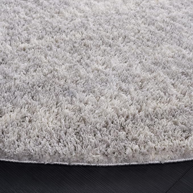 SAFAVIEH Area Rug 10' Round - Berber Shag Collection - Large - Grey & Ivory, Non-Shedding & Easy to Clean, Plush Thick Pile, Ideal for Living Room, Bedroom, Dining Space (BER563G)