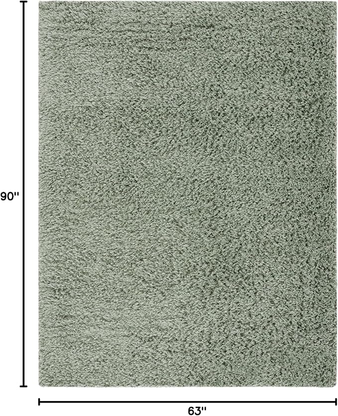 SAFAVIEH Lindsay Shag Collection Area Rug - 5'3" x 7'6", Green, Contemporary Design, Ideal for High Traffic Areas in Living Room, Bedroom & Dining Room (LNS560Y-5)
