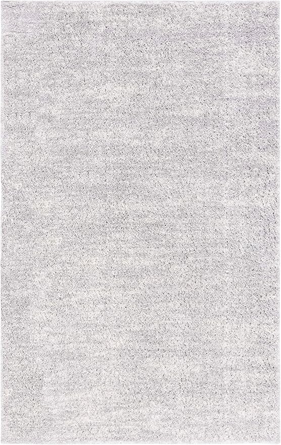 SAFAVIEH Berber Shag Collection Accent Rug - 4'5" x 6'5", Grey & Ivory, 1.2-inch Thick Ideal for High Traffic Areas in Entryway, Living Room, Bedroom (BER563G)