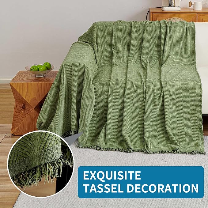 HAOMAIJIA Chenille Couch Cover Sofa Covers for 1 Cushion Couch Washable sectional Couch Covers for Dogs pet Furniture Protector Couch Cover Blanket for Living Room (sage Green, 71"x91")