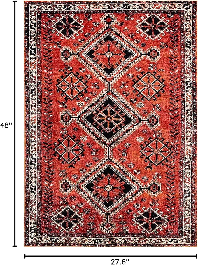 SAFAVIEH Vintage Hamadan Collection Accent Rug - 2'3" x 4', Orange & Red, Traditional Persian Design, Non-Shedding & Easy Care, Ideal for High Traffic Areas in Entryway, Living Room, Bedroom (VTH293P)
