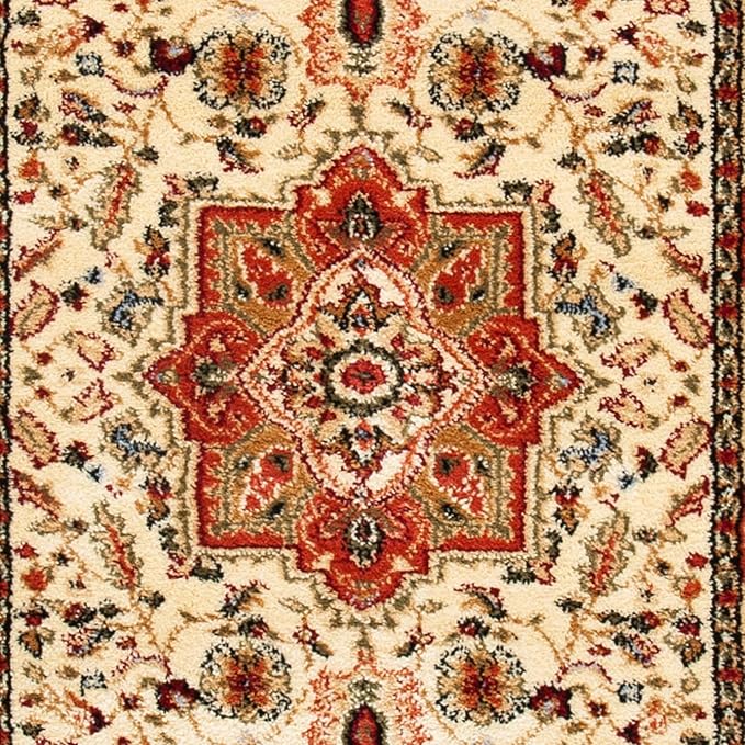 SAFAVIEH Lyndhurst Collection Runner Rug - 2'3" x 12', Ivory & Rust, Traditional Oriental Design, Non-Shedding & Easy Care, Ideal for High Traffic Areas in Living Room, Bedroom (LNH330R)
