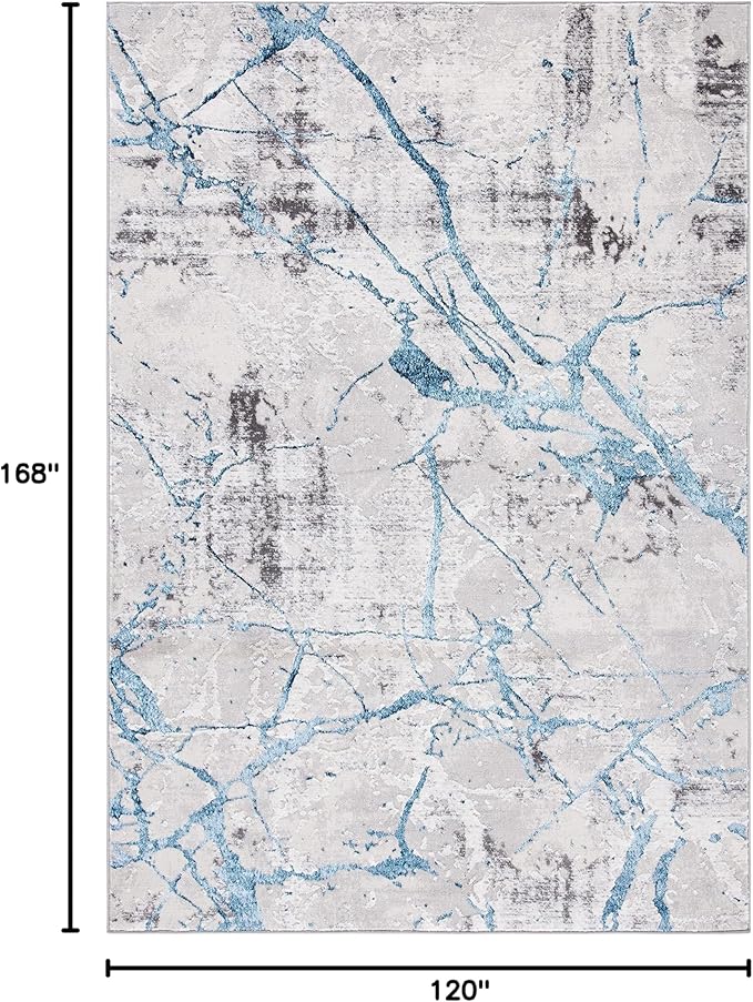 SAFAVIEH Amelia Collection Area Rug - 10' x 14', Grey & Blue, Modern Abstract Design, Non-Shedding & Easy Care, Ideal for High Traffic Areas in Living Room, Bedroom (ALA293F)