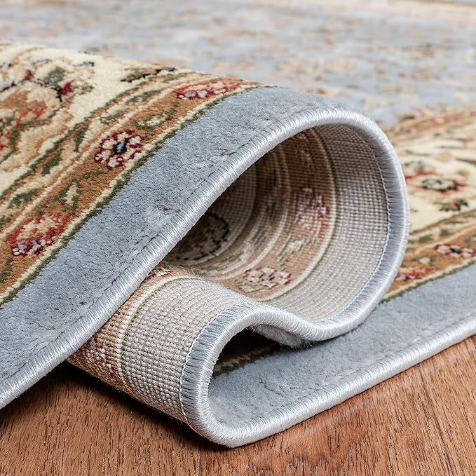 SAFAVIEH Lyndhurst Collection Area Rug - 6' Round, Light Blue & Ivory, Traditional Oriental Design, Non-Shedding & Easy Care, Ideal for High Traffic Areas in Living Room, Bedroom (LNH312B)