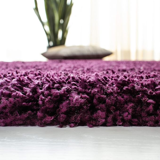 SAFAVIEH Santa Monica Shag Collection 8' x 10' Purple SGN725 Solid Non-Shedding Living Room Bedroom Dining Room Entryway Plush 2-inch Thick Area Rug