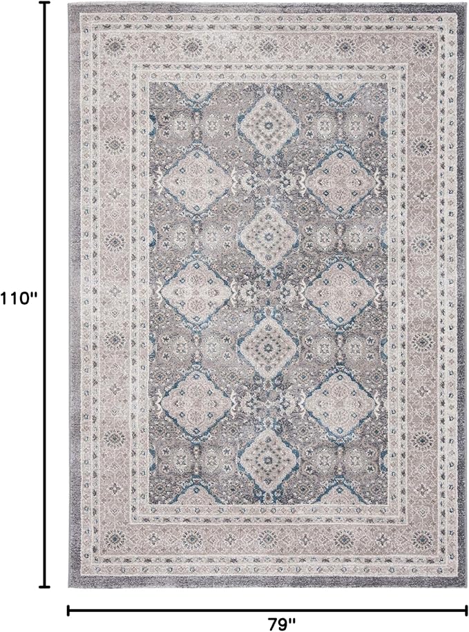 SAFAVIEH Sofia Collection Area Rug - 6'7" x 9'2", Light Grey & Beige, Vintage Oriental Distressed Design, Non-Shedding & Easy Care, Ideal for High Traffic Areas in Living Room, Bedroom (SOF366B)