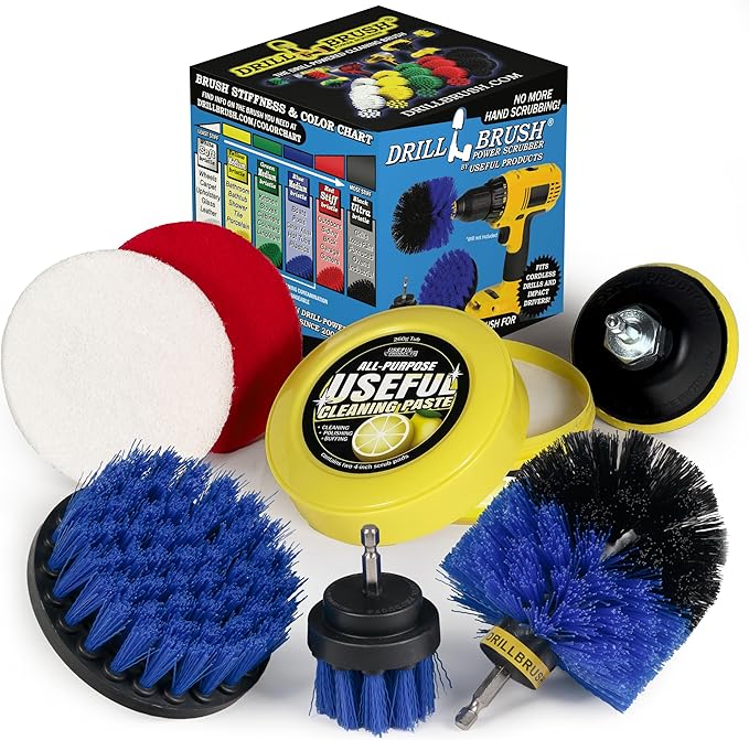 Medium Stiffness Durable Blue Nylon Bristle Brush Set for Pool, Aquarium, Boat Deck & Fish Tank Cleaning - Ideal for Marine Vehicles, Yacht, Hydroplane, Windsurfing, Raft, Canoe, Kayak, Paddleboarding