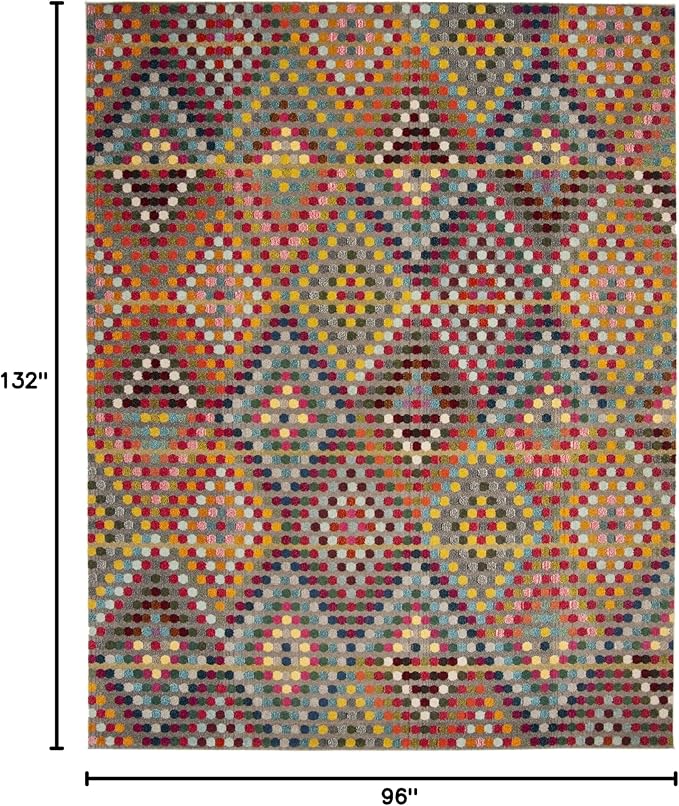 SAFAVIEH Monaco Collection Area Rug - 8' x 11', Multi & Beige, Boho Diamond Design, Non-Shedding & Easy Care, Ideal for High Traffic Areas in Living Room, Bedroom (MNC204F)
