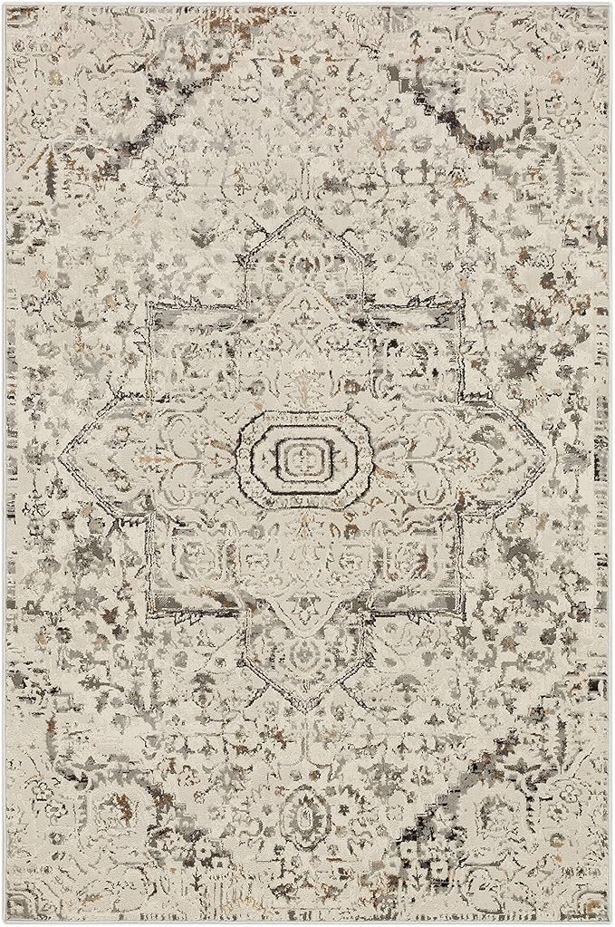 Mohawk Home Invati Traditional Floral Ornamental Cream 3' 11" x 6' Area Rug Perfect for Living Room, Dining Room, Office