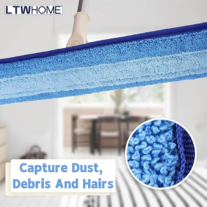 LTWHOME 36 Inch Microfiber Wet or Dry Mop Refill Pads for Hardwood Floor Commercial Supplies (Pack of 6)