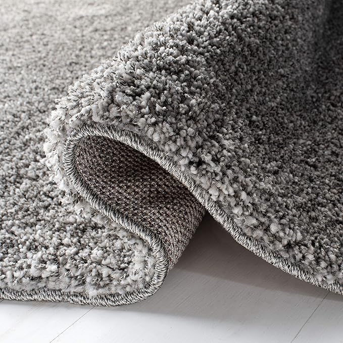 SAFAVIEH Santa Monica Shag Collection 2'3" x 7' Silver SGN725 Solid Non-Shedding Living Room Bedroom Dining Room Entryway Plush 2-inch Thick Runner Rug