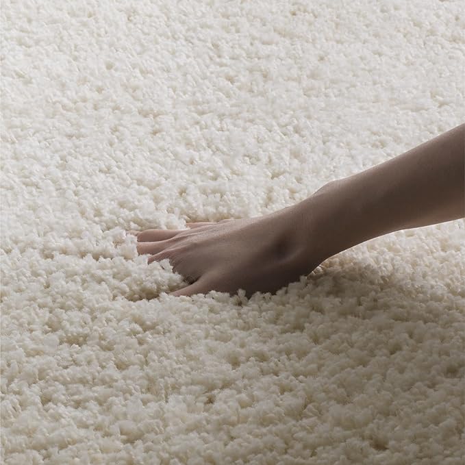 SAFAVIEH Santa Monica Shag Collection 3' x 5' Ivory SGN725 Solid Non-Shedding Living Room Bedroom Dining Room Entryway Plush 2-inch Thick Area Rug