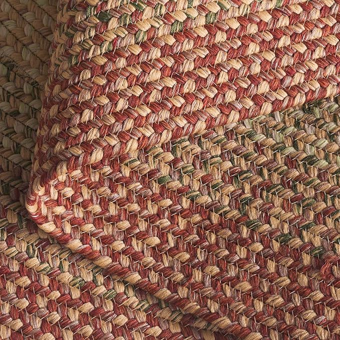 SAFAVIEH Washable Rug Outdoor Braided Collection - 6' Round, Rust & Multi, Handmade & Reversible, Non-Shedding & Easy to Clean, Ideal for Patio, Backyard, Mudroom (BRD303A)