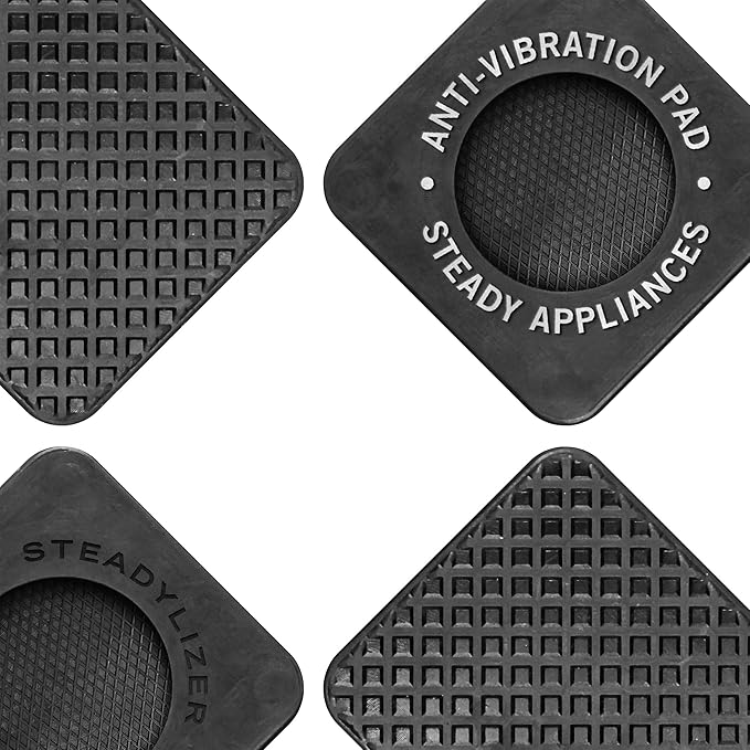 Anti Vibration Pads for Washing Machine - 4pc - Prevent Your Washer and Dryer From Walking and Reduce Noise - High Friction Hard Wearing Square Rubber Foot Pads - Universal Pedestals and Shock Support