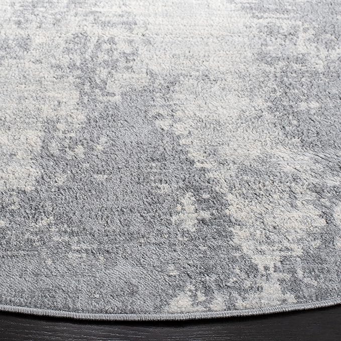 SAFAVIEH Jasper Collection Area Rug - 5' Round, Light Grey & Ivory, Modern Abstract Design, Non-Shedding & Easy Care, Ideal for High Traffic Areas in Living Room, Bedroom (JSP101F)