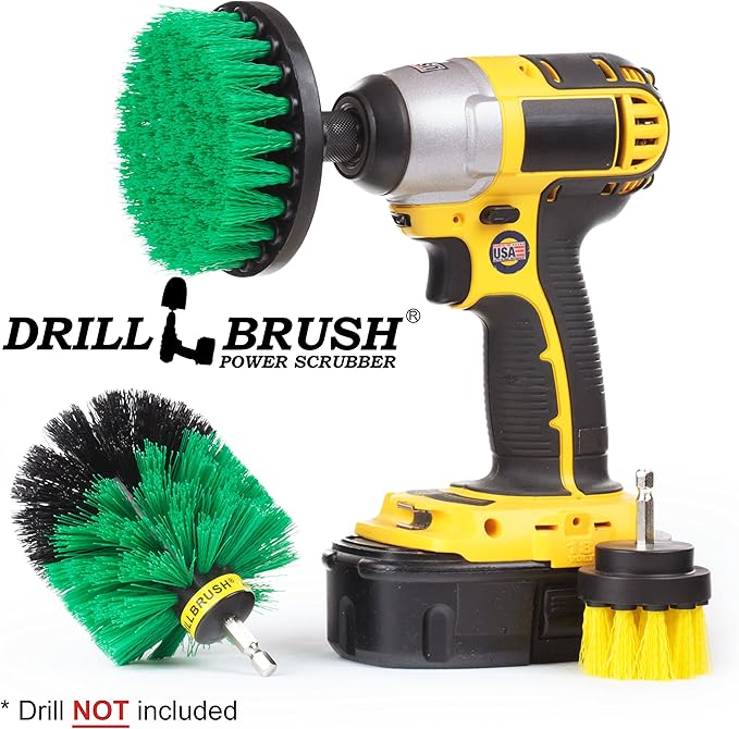 3 Rotary Power Scrub Brushes for Tile, Grout, Shower, Tub, Sink Hard Water Stains