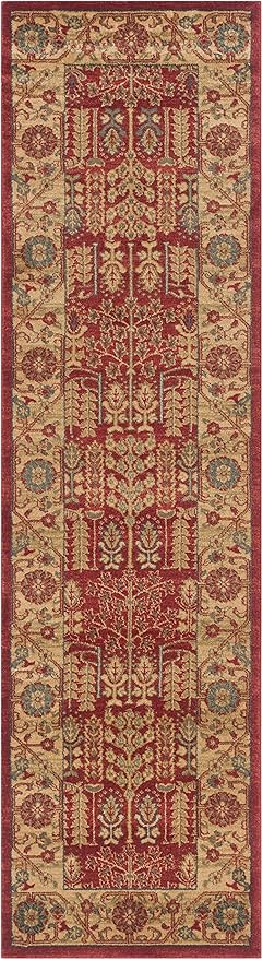 SAFAVIEH Mahal Collection Runner Rug - 2'2" x 22', Red & Natural, Traditional Oriental Design, Non-Shedding & Easy Care, Ideal for High Traffic Areas in Living Room, Bedroom (MAH697A)