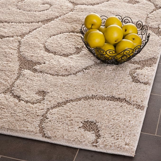 SAFAVIEH Florida Shag Collection Accent Rug - 3'3" x 5'3", Grey, Scroll Design, Non-Shedding & Easy Care, High-Low Plush Pile, Ideal for Living Room, Bedroom, Dining Space (SG455-8013)