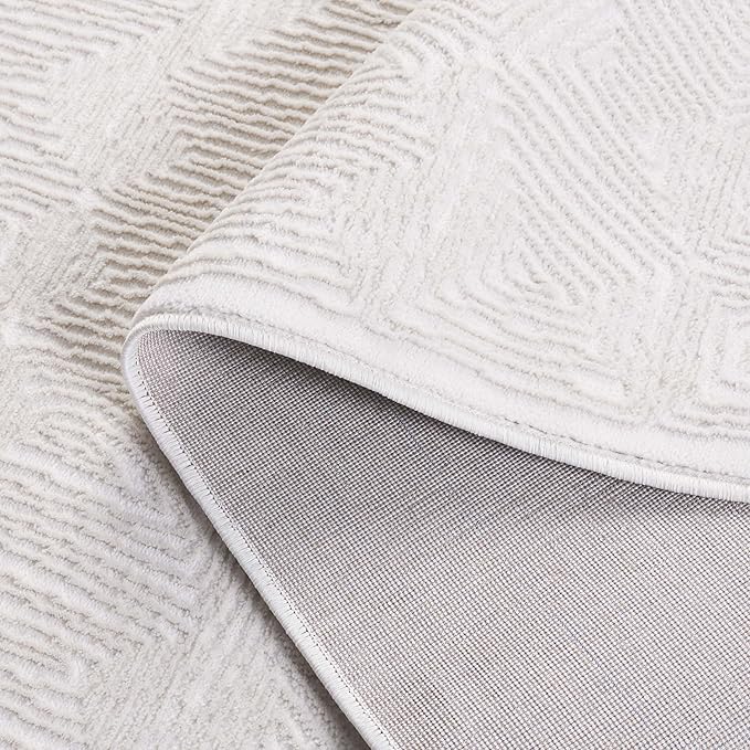 SAFAVIEH Prestige Collection Runner Rug - 2'3" x 8', Ivory & Beige, Geometric Design, Ideal for High Traffic Areas in Entryway, Kitchen & Bathroom (PTE120A-28)