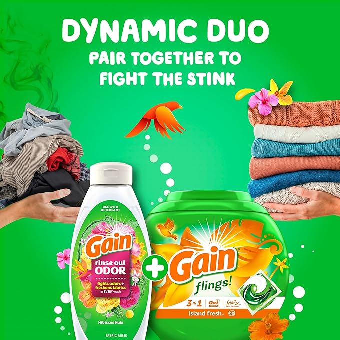 Gain Flings Laundry Detergent Pacs, 60 Count, Island Fresh Scent, with Odor Defense, concentrated laundry soap pacs (Pack of 4)