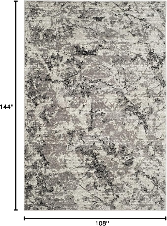 SAFAVIEH Skyler Collection Area Rug - 9' x 12', Grey & Ivory, Modern Abstract Design, Non-Shedding & Easy Care, Ideal for High Traffic Areas in Living Room, Bedroom (SKY186K)