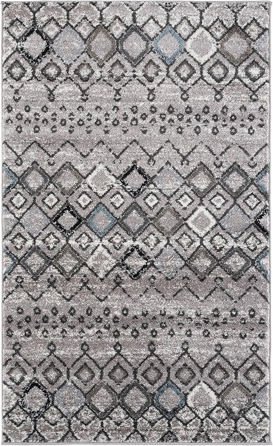 SAFAVIEH Amsterdam Collection Accent Rug - 3' x 5', Light Grey & Brown, Moroccan Boho Design, Non-Shedding & Easy Care, Ideal for High Traffic Areas in Entryway, Living Room, Bedroom (AMS108F)