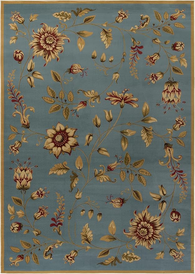 SAFAVIEH Lyndhurst Collection Area Rug - 8'9" x 12', Blue & Multi, Traditional Floral Design, Non-Shedding & Easy Care, Ideal for High Traffic Areas in Living Room, Bedroom (LNH552-6591)