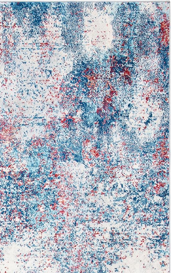 SAFAVIEH Brentwood Collection Accent Rug - 2' x 4', Navy & Red, Modern Abstract Design, Non-Shedding & Easy Care, Ideal for High Traffic Areas in Entryway, Living Room, Bedroom (BNT822N)
